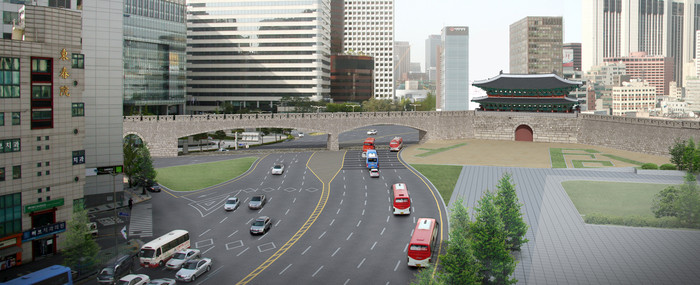 ▲ 숭례문 서편을 구름다리로 이어놓은 투시도 ⓒ 서울시