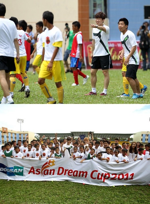 ▲ '산소탱크' 박지성이 베트남에서 자선경기에 앞서 유소년 축구 클리닉을 실시했다. ⓒJS파운데이션 제공