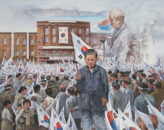 ▲ 이승만대통령 평양입성 연설 기록화(이길한 작가) ⓒ 6.25전쟁기념미술대전조직위원회 제공