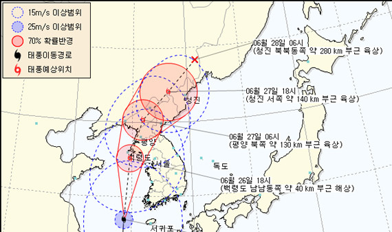 ▲ 태풍 메아리 예상 진로.ⓒ기상청 제공
