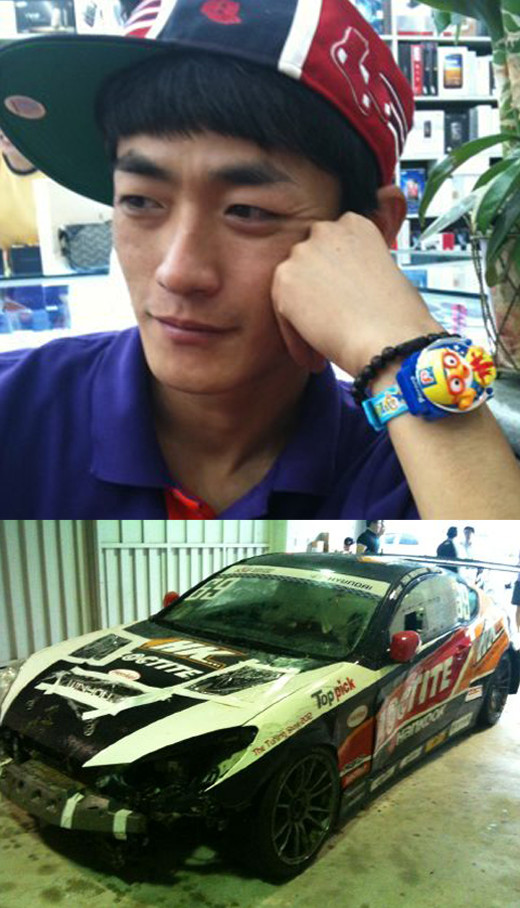 ▲ 한민관 충돌사고 차량 인증샷 ⓒ 한민관 트위터