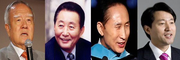 ▲ 역대 민선 서울시장. 왼쪽부터 조순, 고건, 이명박, 오세훈 ⓒ 뉴데일리