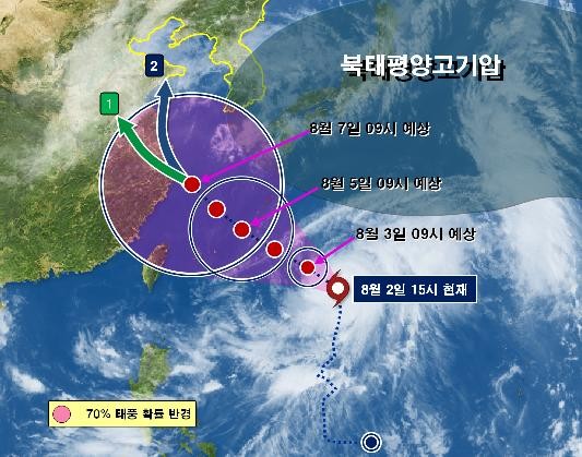 ▲ 제9호 태풍 '무이파' 예상 이동로. ⓒ기상청