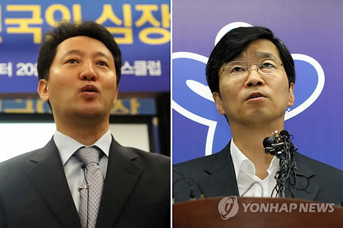 ▲ '단계적 무상급식'을 주장하는 오세훈 서울시장과 '주민투표 보이콧'의 중심에 서있는 곽노현 서울시교육감 ⓒ 연합뉴스