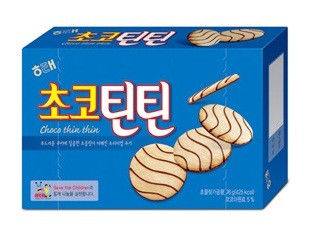 ▲ 초코틴틴의 포장상자가 가로, 세로 각각 5mm씩 축소됐다.ⓒ 해태제과 캡쳐