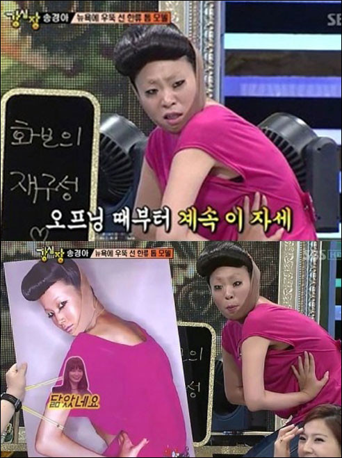 ▲ 정주리 송경아 패러디ⓒ사진=강심장 방송화면 캡쳐