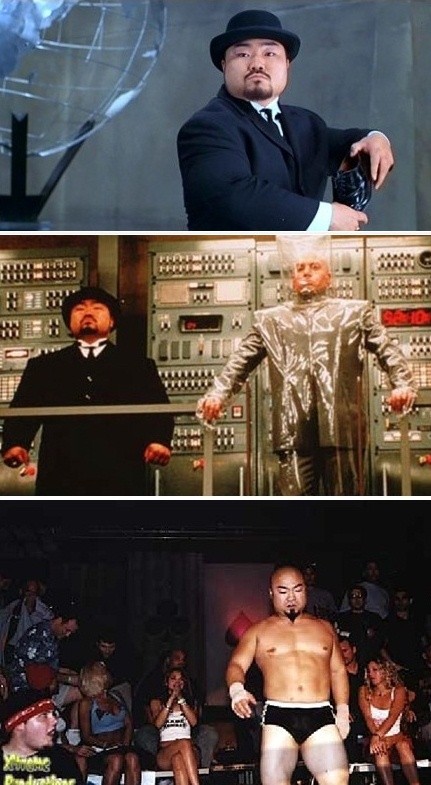 ▲ 영화 '오스틴 파워' 스틸 컷과 이종격투기 UFC 경기에 출전한 손형민의 모습.