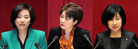 ▲ 한나라당 대변인 출신의 비례대표 여성 의원들. 왼쪽부터 조윤선, 정옥임, 배은희 의원. ⓒ 연합뉴스
