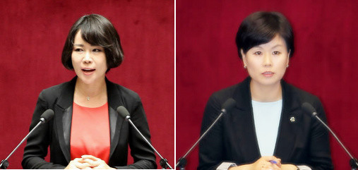 ▲ 민주당 대변인 출신의 비례대표 여성 의원들. 왼쪽부터 전현희, 김유정 의원. ⓒ 연합뉴스