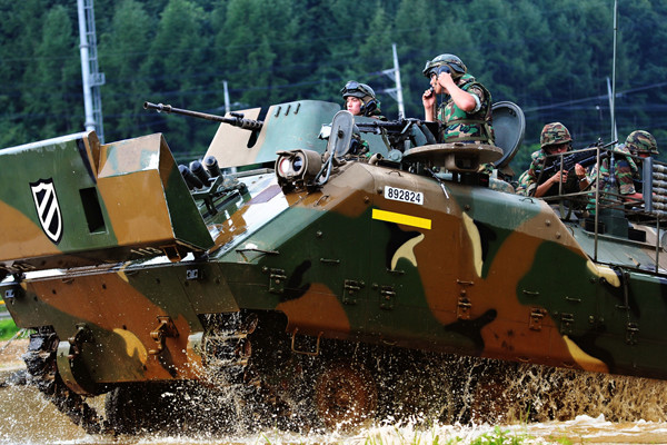 ▲ 육군 제11기보사단 장병들의 훈련 장면.