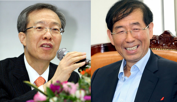 ▲ 10·26 서울시장 보궐선거에 범여권 시민후보로 출마한 이석연 변호사(왼쪽)가 범야권 통합후보로 거론되는 박원순 변호사(오른쪽)에게 ‘맞짱토론’을 제안했다.ⓒ자료사진