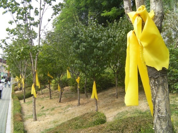 ▲ 사진 = 지난달 27일 서울시교육청 정문 앞 화단의 모습.ⓒ뉴데일리