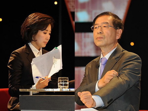 ▲ TV 방송토론 여부를 놓고 나경원 후보와 박원순 후보가 치열한 공방을 벌이고 있다. 나 후보 측은 끝장토론을 주장했고, 박 후보는 "충분히 했다"며 이를 거부하고 있다.ⓒ뉴데일리