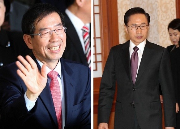 ▲ (좌)박원순 당선자 (우)이명박 대통령 ⓒ연합뉴스