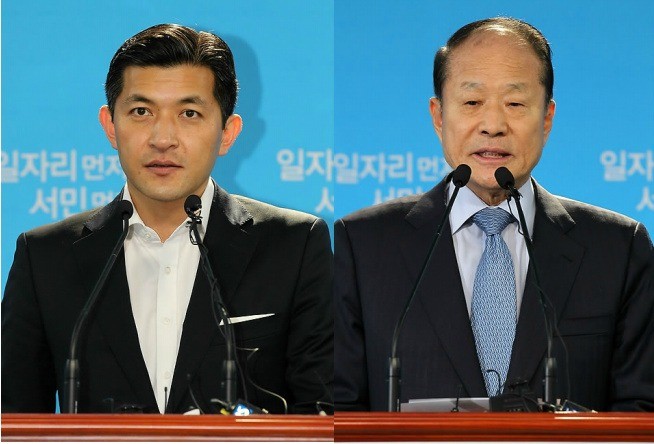 ▲ 11일 국회에서 내년 총선 불출마를 선언한 한나라당 홍정욱 의원(좌)과 이상득 의원 ⓒ연합뉴스