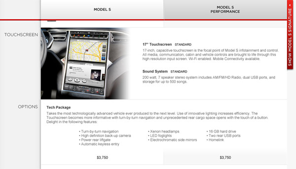 ▲ 테슬라 모터스의 '모델-S' 센터페시아는 17인치 터치스크린이 차지하고 있다. 인터넷 검색, 네비게이션 활용은 물론 업무까지 볼 수 있다.