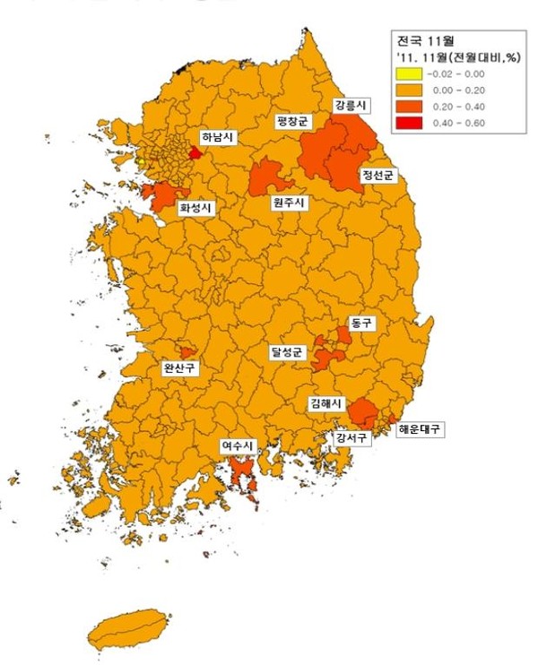 ▲ 국토부는 11월 전국 토지가격이 전월대비 0.10% 상승해 안정세를 보이고 있다고 밝혔다.ⓒ뉴데일리 편집국