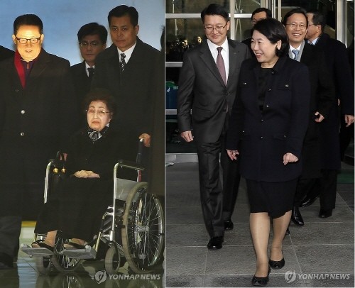 ▲ 이희호 여사와 현정은 현대그룹 회장이 27일 오후 경기도 파주시 남북출입사무소로 귀환했다. ⓒ 연합뉴스