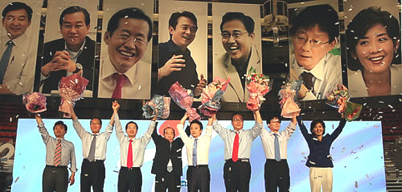 ▲ 지난해 한나라당 대표 최고위원을 선출하는 7.4 전당대회에 출마한 후보들. ⓒ 연합뉴스