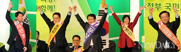 ▲ (왼쪽부터) 이인영-박지원-문성근-박영선-김부겸 최고위원ⓒ양호상기자