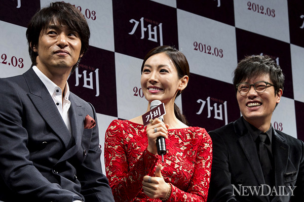 ▲ '가비'(감독 장윤현) 제작보고회에 참석한 주진모,김소연,박희순ⓒ양호상 기자