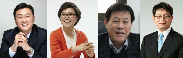 ▲ 좌측부터 새누리당 용인 처인구 박재우 예비후보, 안산 단원을 최순애 예비후보, 포항 북구 김철문 예비후보, 부산 영도구 김성수 예비후보 ⓒ뉴데일리