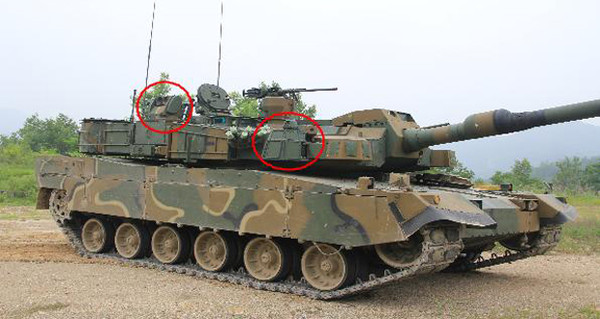 ▲ 붉은 원 안의 장치가 능동파괴체계 레이더와 발사체계다.