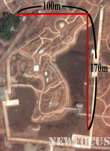 ▲ 구글 인공위성에서 축척을 이용하면 세로 100m, 울릉도와 독도까지의 거리가 정확히 170m로 확인 가능 ⓒ