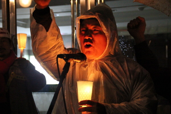 ▲ 단식 3일째인 탈북동지회 최주활 회장이 