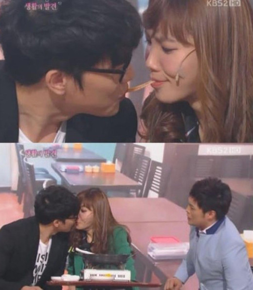 ▲ 성시경과 신보라의 짜릿한 쫄면키스가 화제다. ⓒ 개그콘서트 방송화면 캡쳐