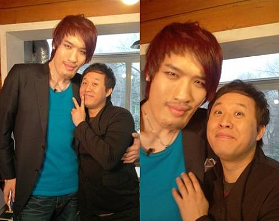 ▲ 최홍만 옆 정준하 사진이 네티즌들 사이에서 화제다. ⓒ 정준하 트위터