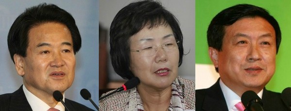 ▲ 민주통합당 강남을 정동영, 은평갑 이미경, 강서갑 신기남 후보 ⓒ연합뉴스