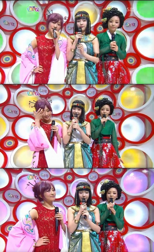 ▲ 아이유가 거짓말을 해 삼촌팬들의 간담을 서늘하게 했다.  ⓒ 인기가요 방송화면 캡쳐