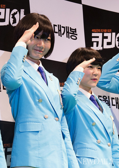 ▲ 영화 ' 코리아'에서 북한 대표팀 배두나, 한예리ⓒ양호상 기자