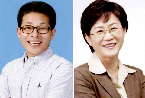▲ 4.11 총선에서 부천 소사에서 나란히 출마한 차명진 새누리당 후보(왼쪽)과 김상희 민주통합당 후보.  ⓒ 선관위