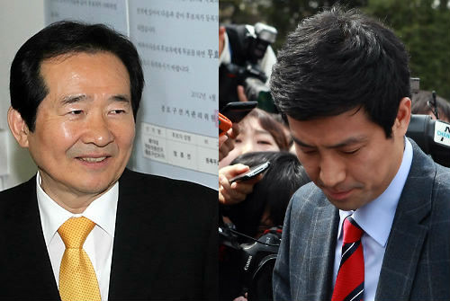 ▲ 민주통합당 정세균 의원과 문대성 부산 사하갑 당선자 ⓒ연합뉴스