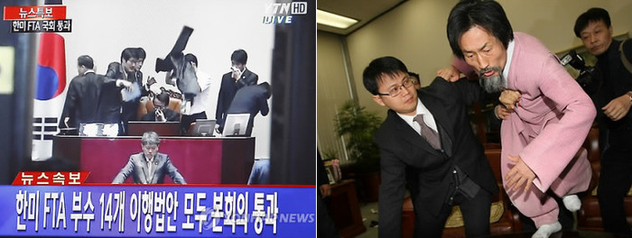 ▲ 국회 최루탄 사건(좌)과 공중부양 사건 ⓒYTN, 연합뉴스