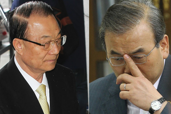 ▲ 이명박 대통령의 최측근으로 분류되는 최시중 전 방송통신위원장(왼쪽)과 박영준 전 국무총리실 국무차장(우)에 대한 검찰수사가 진행되면서 청와대가 긴장된 표정을 감추지 못하고 있다. ⓒ 연합뉴스