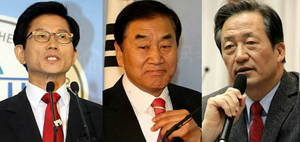 ▲ 좌측부터 김문수 경기지사, 새누리당 이재오, 정몽준 의원 ⓒ연합뉴스