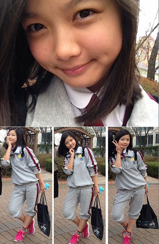 ▲ 아역 배우 김유정이 자신만의 체육복 패션을 선보였다.  ⓒ 김유정 미니홈피