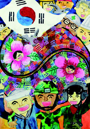 ▲ 그림 부문에서 대상을 받은 군산 용문초교 4학년 박요한 군의 작품 '우리는 천하무적'.