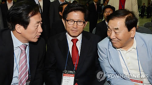 ▲ 새누리당 대선후보 경선관리위원회가 빠르면 다음주께 출범한다. 사진은 대선출마를 선언한 (왼쪽부터) 정몽준 전 대표, 김문수 경기지사, 이재오 의원. ⓒ 연합뉴스