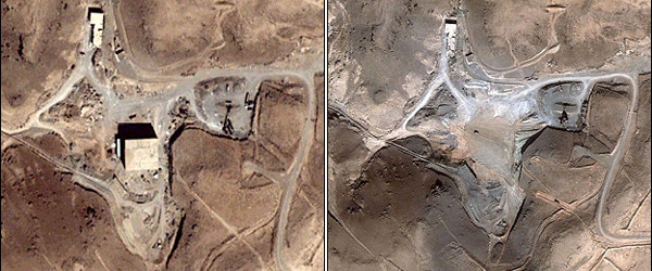 북한 평양 것들에 '뒤통수'를 맞은 이스라엘은 2007년 9월 북한의 도움으로 원전을 건설하던 시리아를 폭격했다. 사진은 시리아 원전의 폭격 전과 후를 찍은 것.