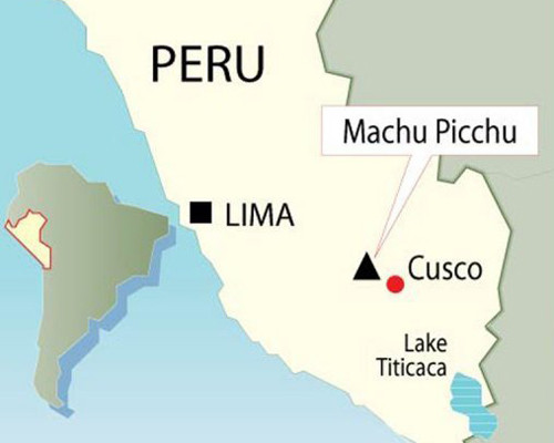 ▲ 사고 현장의 위치. 마추픽추 인근의 정글지역으로 지난 5월에도 경찰헬기가 추락, 5명이 숨진 적이 있다.