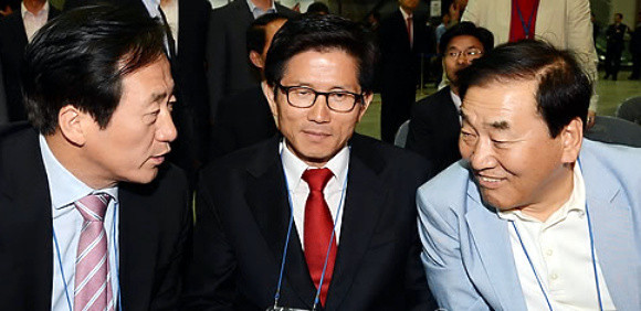 ▲ 경선룰 개정을 압박하고 있는 비박 3인방. 왼쪽부터 정몽준 전 대표, 김문수 경기지사, 이재오 의원 ⓒ 연합뉴스