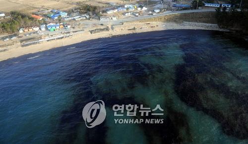 ▲ 2007.12.9 충남 태안 앞바다에서 발생한 사상 최악의 원유 해양 유출 사고로 태안반도 해안선이 오염돼 있다. ⓒ  (태안=연합뉴스) 서명곤 기자