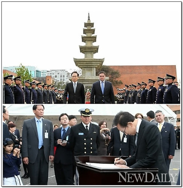 ▲ 중남미를 순방 중인 이명박 대통령이 중남미 유일한 6.25 참전국인 콜롬비아를 방문해 한국전 참전 기념탐에 헌화하고, 한국전 참전용사 가족을 초청해 만찬을 가졌다. ⓒ 청와대