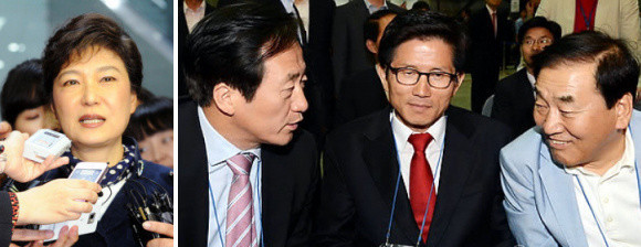 ▲ 새누리당 대선주자인 (왼쪽부터) 박근혜 전 비대위원장, 정몽준 전 대표, 김문수 경기지사, 이재오 의원. ⓒ 자료사진