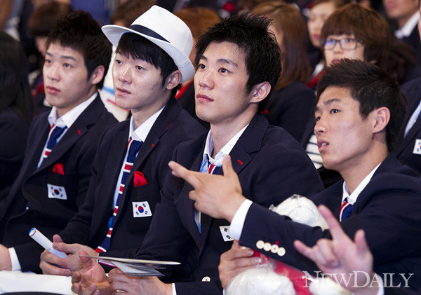 ▲ 런던올림픽 결단식을 기다리는 국가대표 선수들ⓒ양호상기자