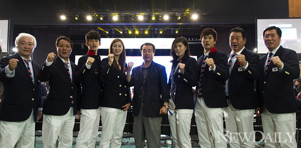 ▲ 런던올림픽 태권도 국가대표 선수단ⓒ양호상기자